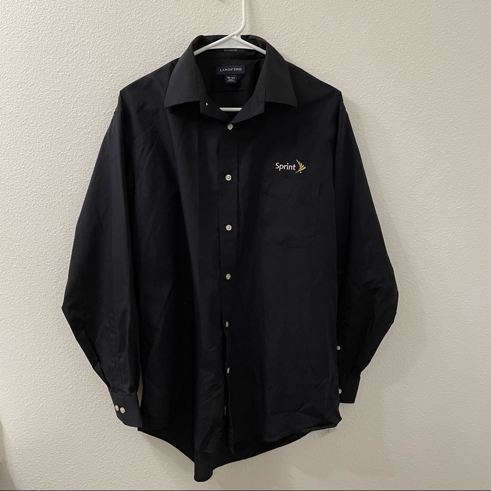 Lands end sprint button down shirt black sz 16 arm 33